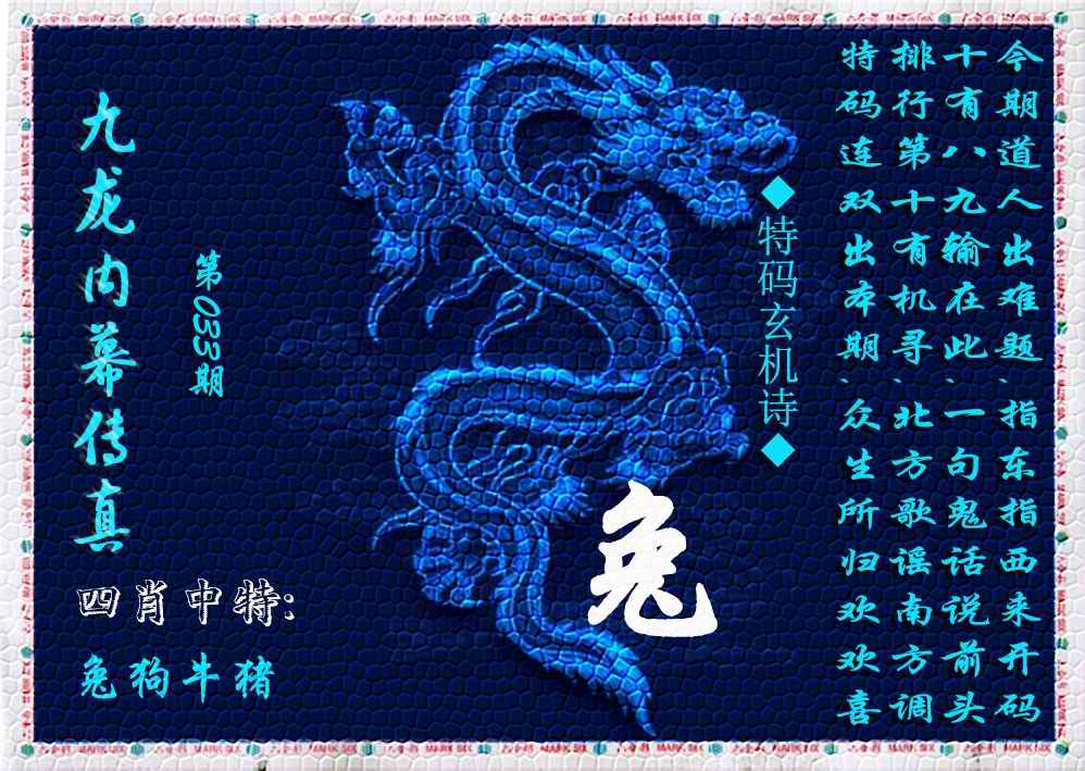 033期九龙内幕传真(新上市)[图]